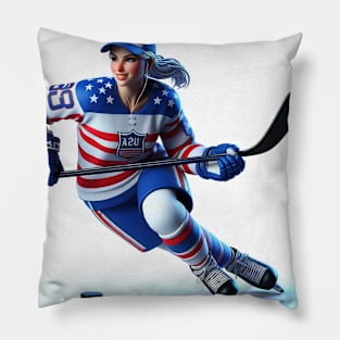 American Woman Ice Hockey Player #12 Pillow