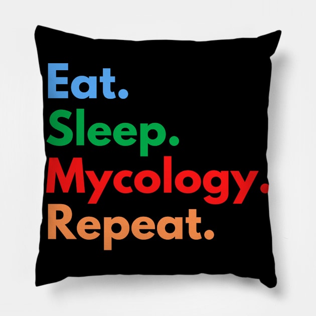 Eat. Sleep. Mycology. Repeat. Pillow by Eat Sleep Repeat