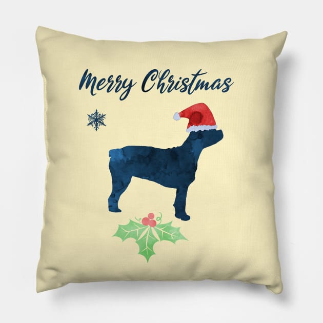 Christmas Dog - Boston Terrier Pillow by TheJollyMarten