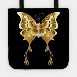 Three Gold and Diamond Butterflies Tote