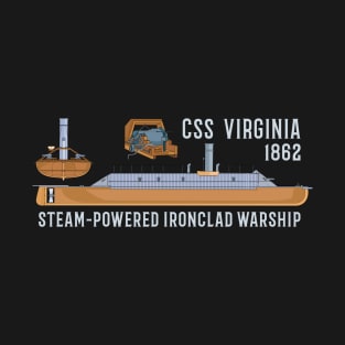 CSS Virginia 1862 Steam Powered Ironclad Warship Ship Diagram Gift T-Shirt