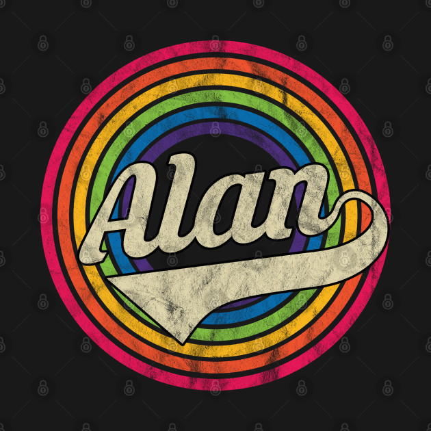 Disover Alan - Retro Rainbow Faded-Style - Alan - T-Shirt