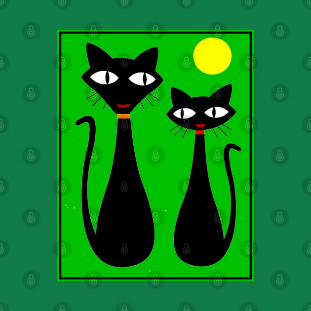 Cat Couple Abstract Whimsical Surreal Print by posterbobs