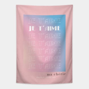 Je t'aime, Y2K aesthetic, Aura poster, Love, Romantic art print, Valentine's Day, Soft pink blue Tapestry