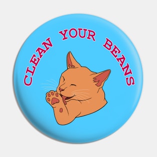 Clean Your Beans Orange Ginger Cat Pin