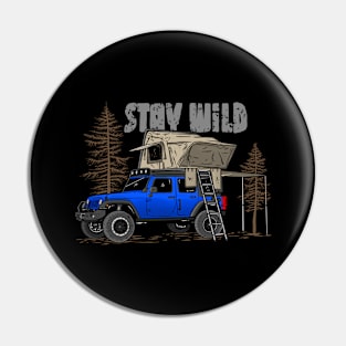 Stay Wild Jeep Camp - Adventure blue Jeep Camp Stay Wild for Outdoor Jeep enthusiasts Pin