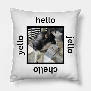 Cute Black Husky Dog Looking Away Simple Pillow