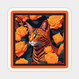 Вengal cat. Style vector (yellow version bengal cat) Magnet