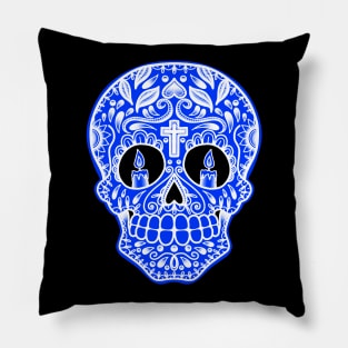 HomeSchoolTattoo Sugarskull BLUE Pillow