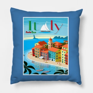 Portofino an Italian Travel and Tourism Resort Advertising Print Pillow