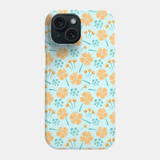 Abstract Floral Pattern in Orange and Light Blue Phone Case