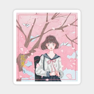 Anime girl and Sakura. Magnet