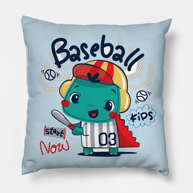 Baseball kids Pillow by FunnyHedgehog