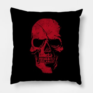 Crimson Skull Graphic - Cool Badass Distressed Art Pillow