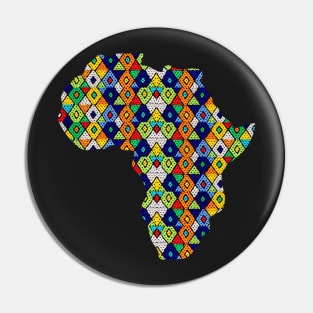 Zulu Beads in Shape of Africa Pin