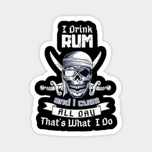 I Drink Rum Pirate Skull Flag Jolly Roger Costume Magnet