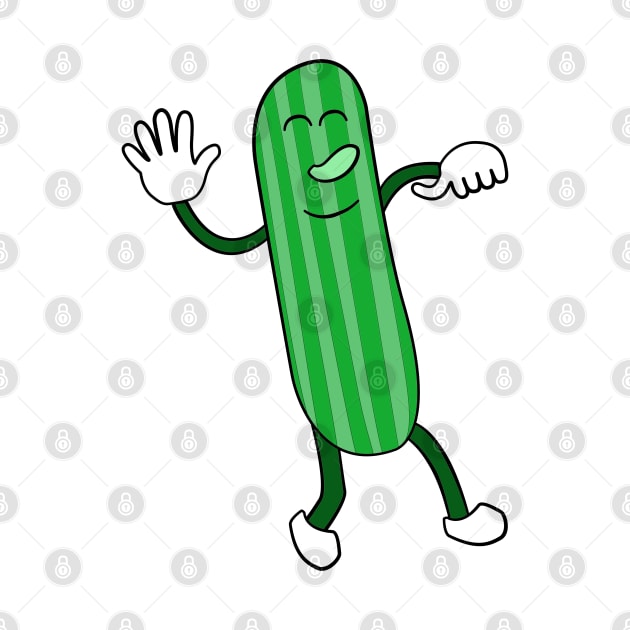 Happy, Friendly, Dancing Cucumber Funny Cartoon by Living Emblem