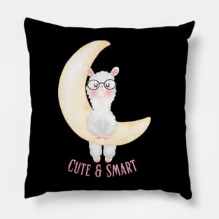 Cute and Smart Cookie Sweet little sleeping llama in glasses cute baby outfit Pillow