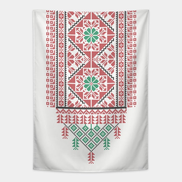 Palestinian Realistic Tatreez Palestine Traditional Embroidery Art Design #2 - drk Tapestry by QualiTshirt