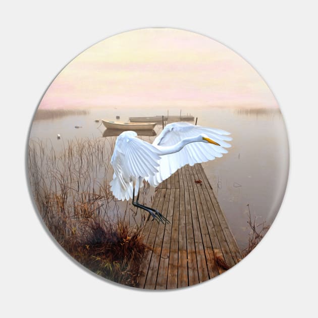 Great White Heron Landing Pin by lauradyoung