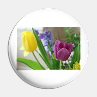 Yellow and Pink Tulips Pin