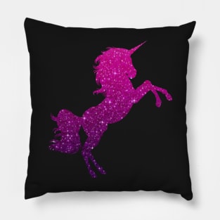 Dark Pink Purple Ombre Faux Glitter Unicorn Pillow