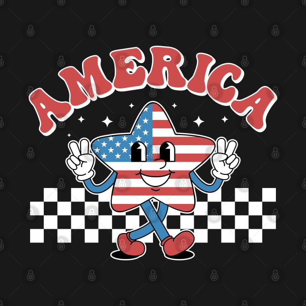 Groovy Retro America American Flag Patriotic 4th of July by BramCrye