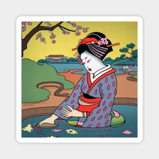 Traditional Japanese woman ukiyo-e Magnet