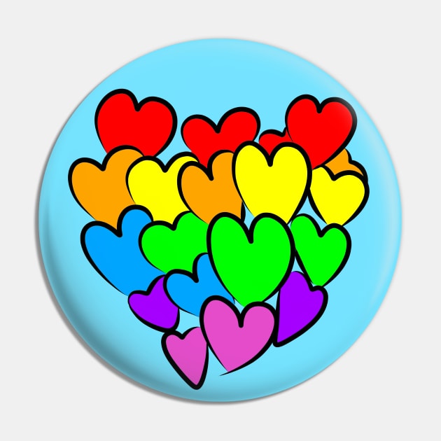 Rainbow hearts Pin by MelanieJeyakkumar