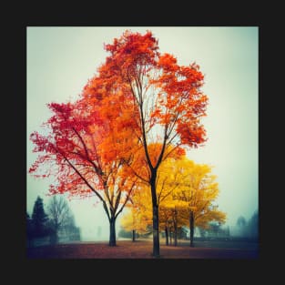 Autumn trees melancholy in a park T-Shirt