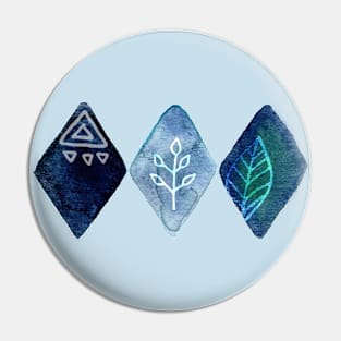 Blue Watercolour Diamonds Pin