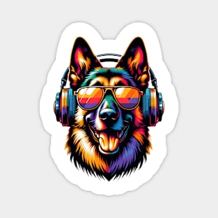 Dutch Shepherd Smiling DJ with Dynamic Tunes Magnet