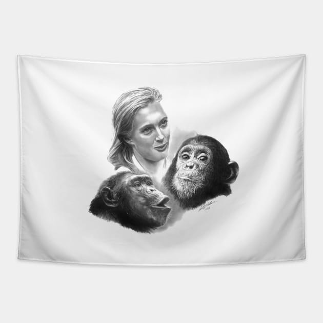 A YOUNG JANE GOODALL Tapestry by allthumbs