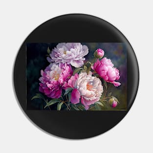 Watercolor Painting of Pink Peonies Pin