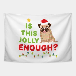 Is this Jolly Enough ? Cute Dog & Christmas lamps Tapestry