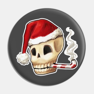 Santa Klaus skull smoking candy cane Pin