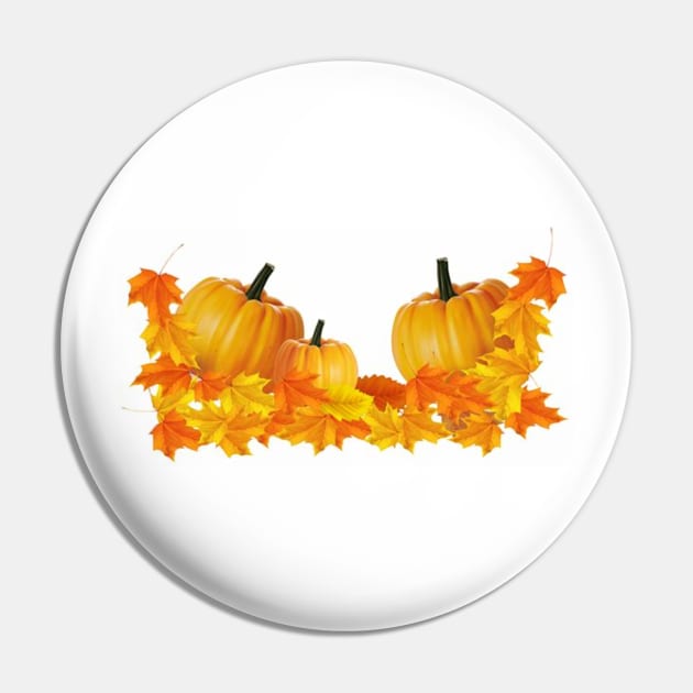 Pumpkins & Leaves Pin by B10Designs