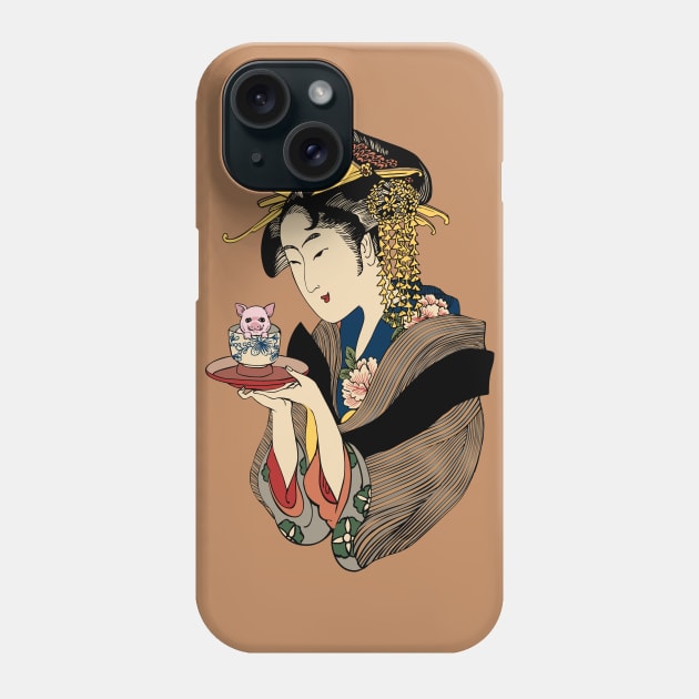 Tea Time with Pig Phone Case by huebucket