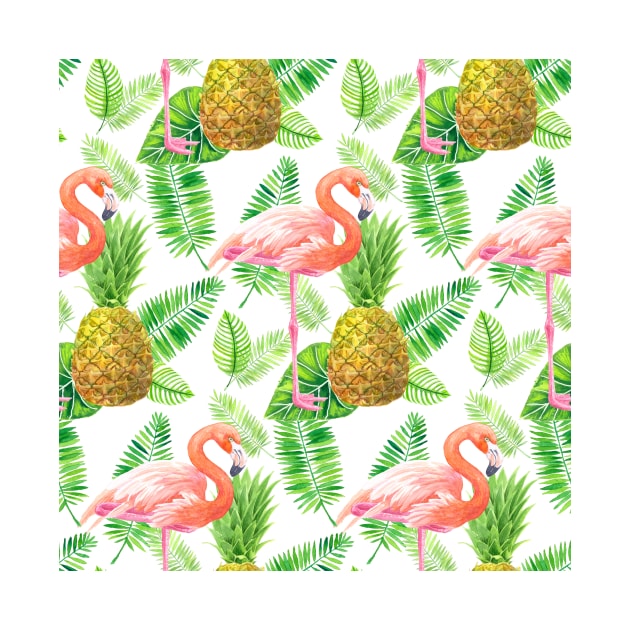 Tropical garden watercolor pattern by katerinamk