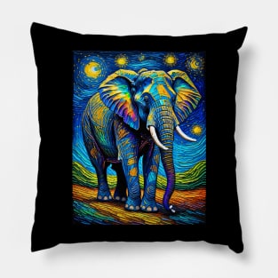 Elephant in starry night Pillow