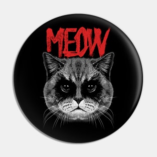 Black Metal Meow Cat Pin