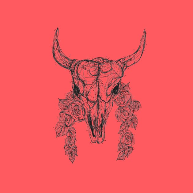 Cow Skull by InkedinRed