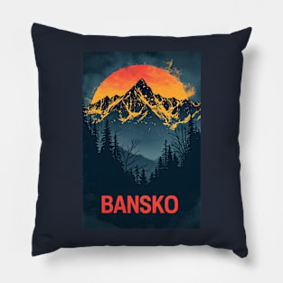 Pirin Peaks & Bansko Bliss: A Mountain Silhouette Pillow