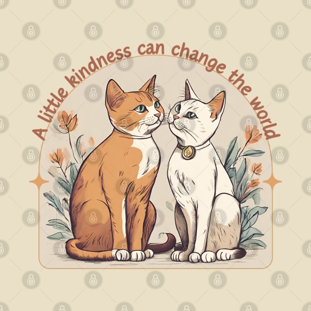 A little kindness can change the world-Boho Cat Motivational by Prints.Berry