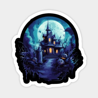 Halloween Haunted Mansion in Blue Magnet