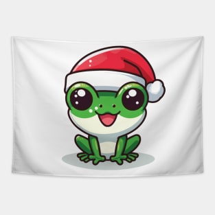 Christmas Frog with Santa Hat Tapestry