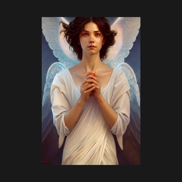 Beautiful Praying Angel Boy Ethereal Fantasy Art by BubbleMench