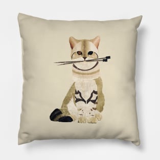 Cat with knitting needles Pillow