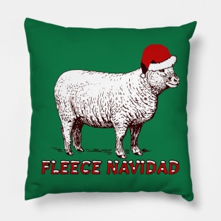 Sheep Wearing Santa Hat And Pun Fleece Navidad Pillow