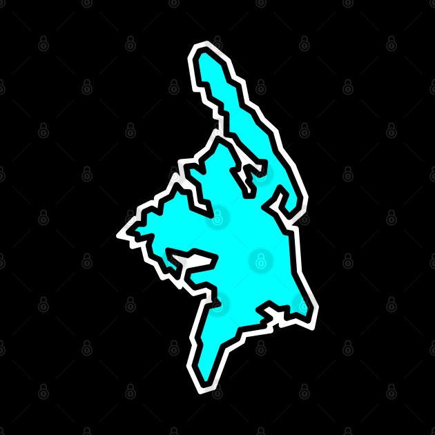 Cortes Island Outline in Turquoise Blue - Bright and Bold - Cortes Island by City of Islands